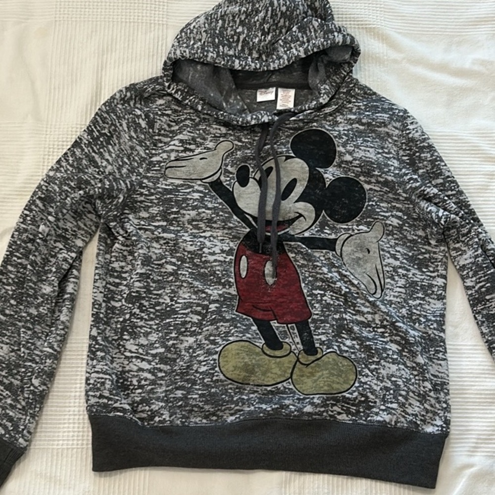 Disney MICKEY MOUSE retro style distressed pullover hoodie sweatshirt, size XL
